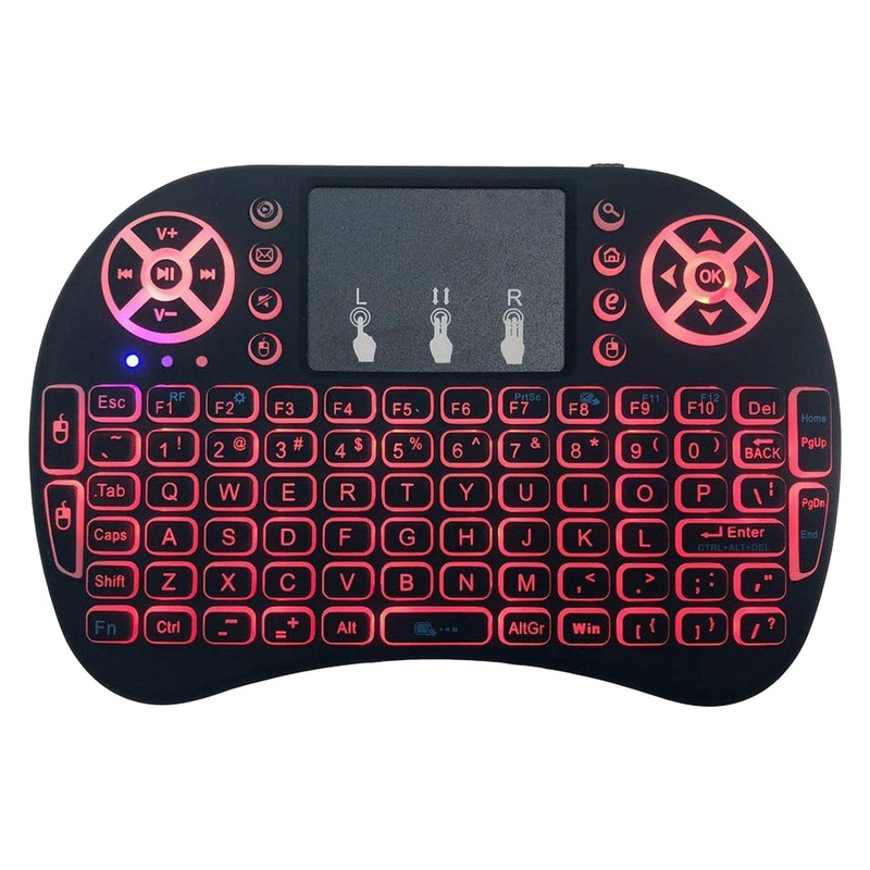 74256fcb2cf0247d243caac022b70d09 مینی کیبورد بی سیم مدل i8 Backlit، دارای تاچ پد، دارای نورپردازی تک رنگ